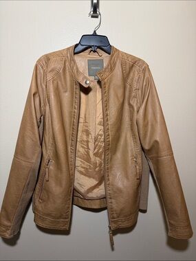 Maurices Camel Faux Leather Moto Jacket